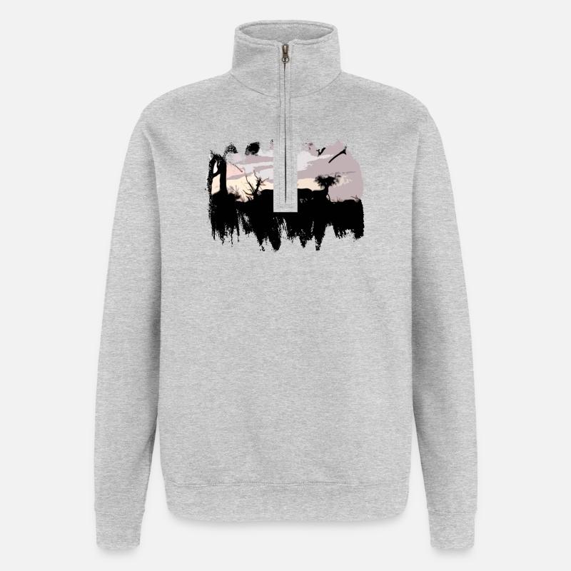 cervides a l'approche - Sweat à zip 1/4 - gris chiné
