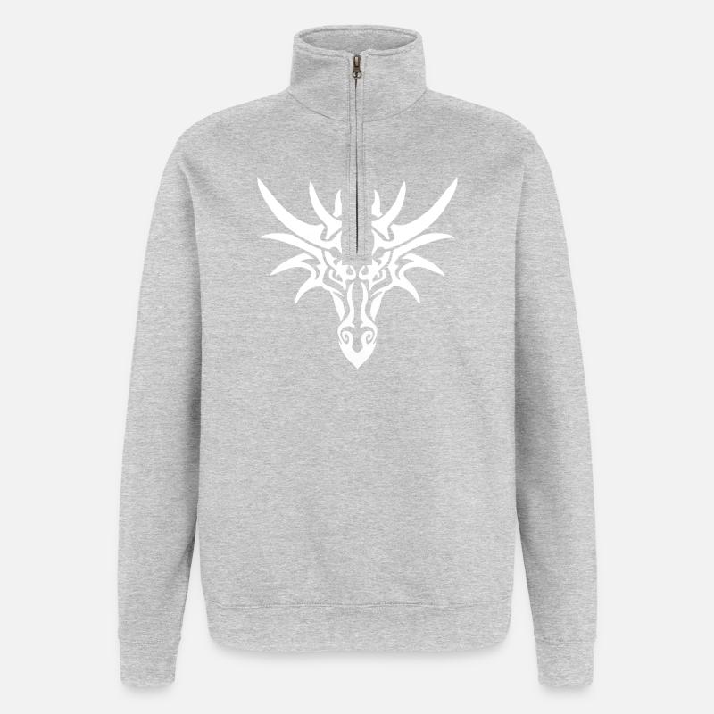 Stammesweißer Drache - Quarter-Zip-Sweatshirt - Grau meliert