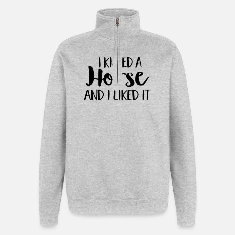 Cheval - Sweat à zip 1/4 - gris chiné