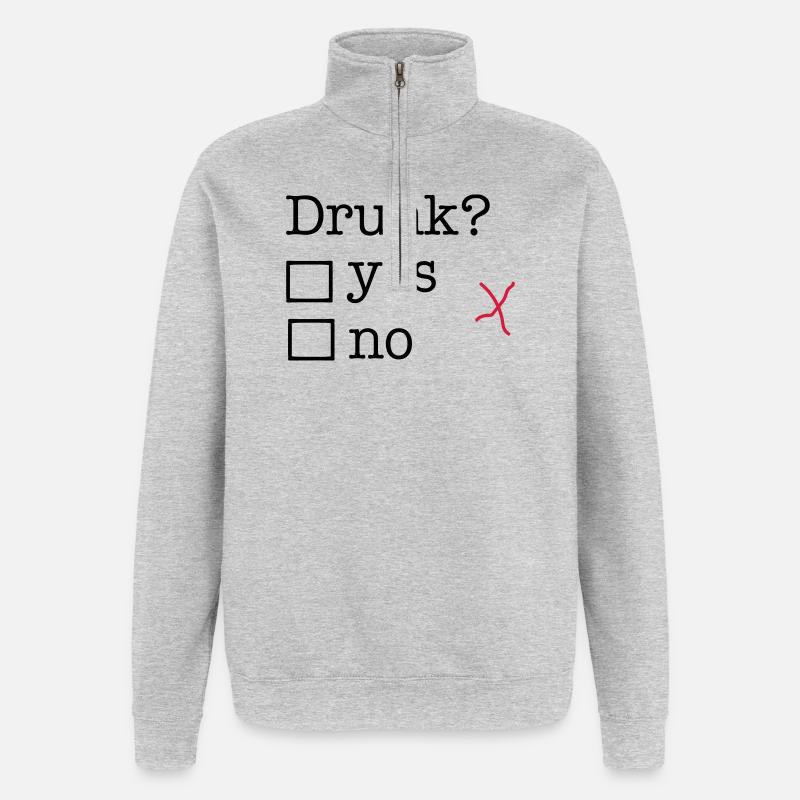 Ivre - Sweat à zip 1/4 - gris chiné