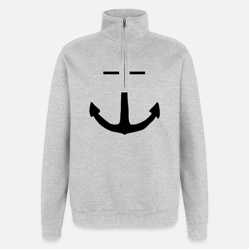 ancre - Sweat à zip 1/4 - gris chiné