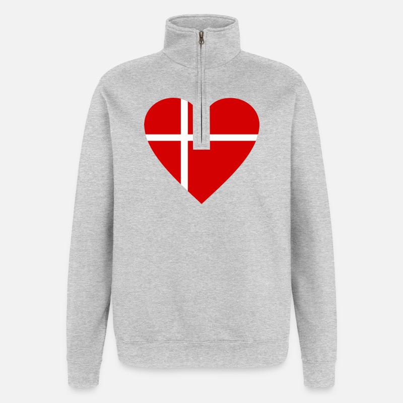 Danemark - Sweat à zip 1/4 - gris chiné
