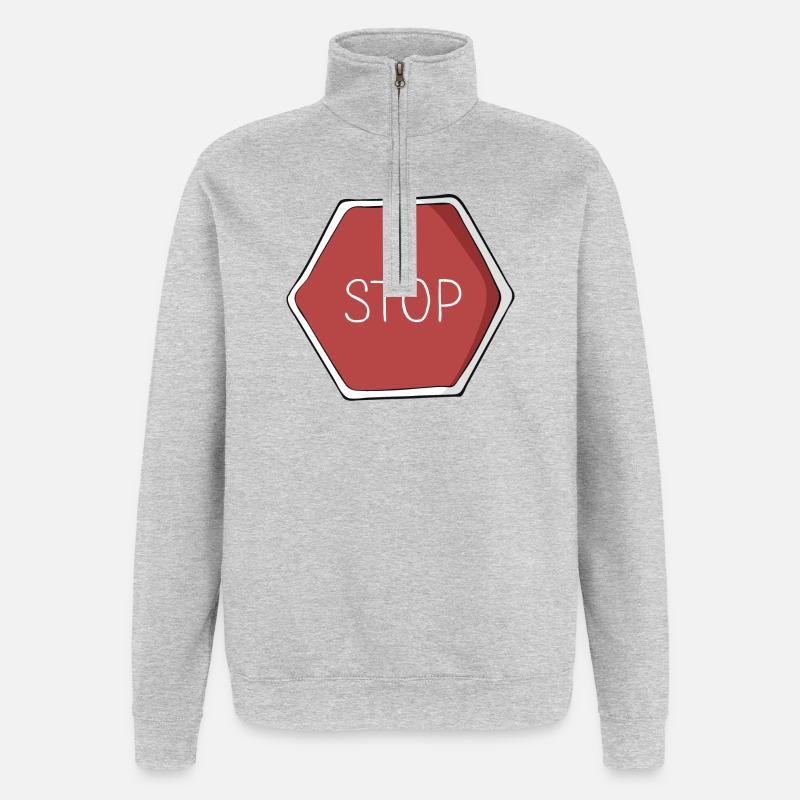 Stop - Sweat à zip 1/4 - gris chiné
