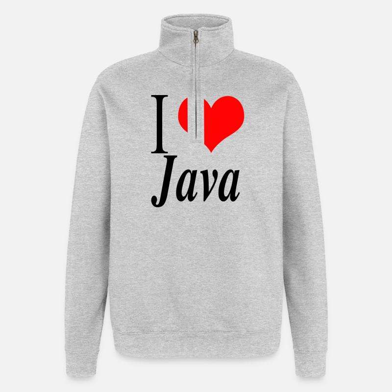 J'adore Java - Sweat à zip 1/4 - gris chiné