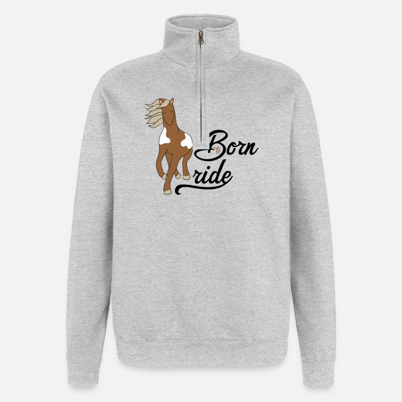 cheval - Sweat à zip 1/4 - gris chiné