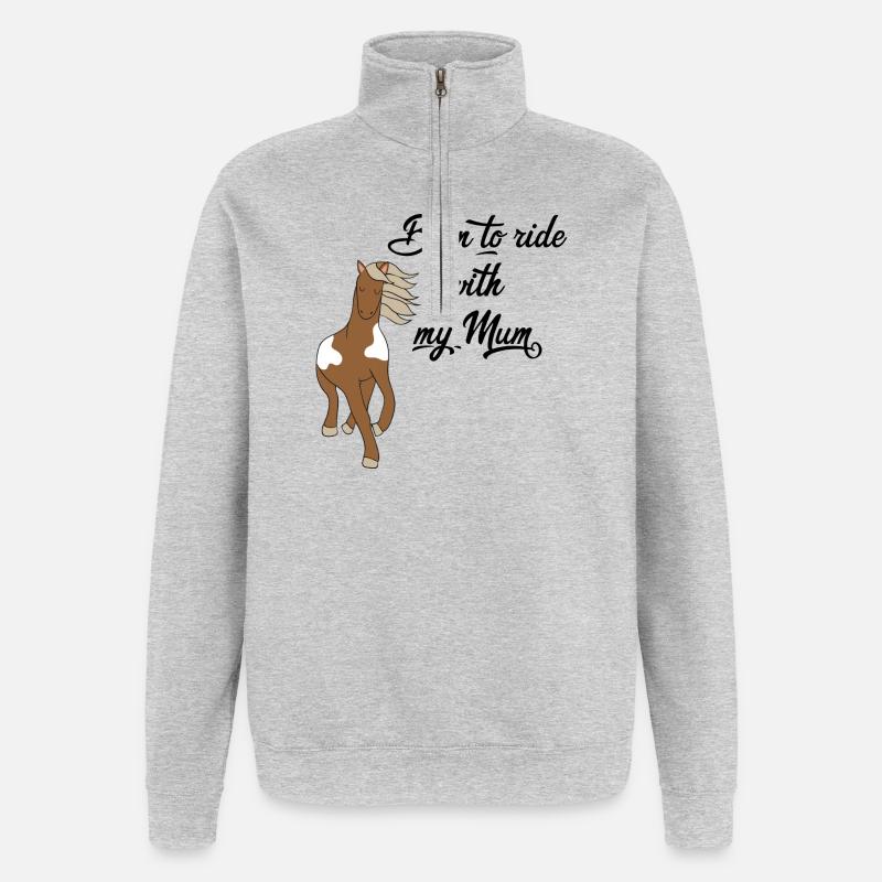 cheval - Sweat à zip 1/4 - gris chiné