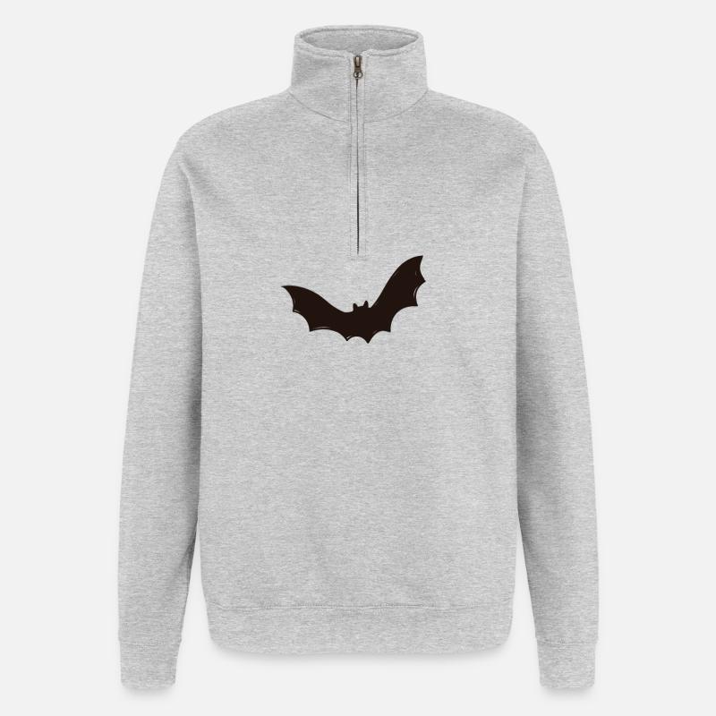 Fledermaus, Halloween, Robin, Grusel - Quarter-Zip-Sweatshirt - Grau meliert