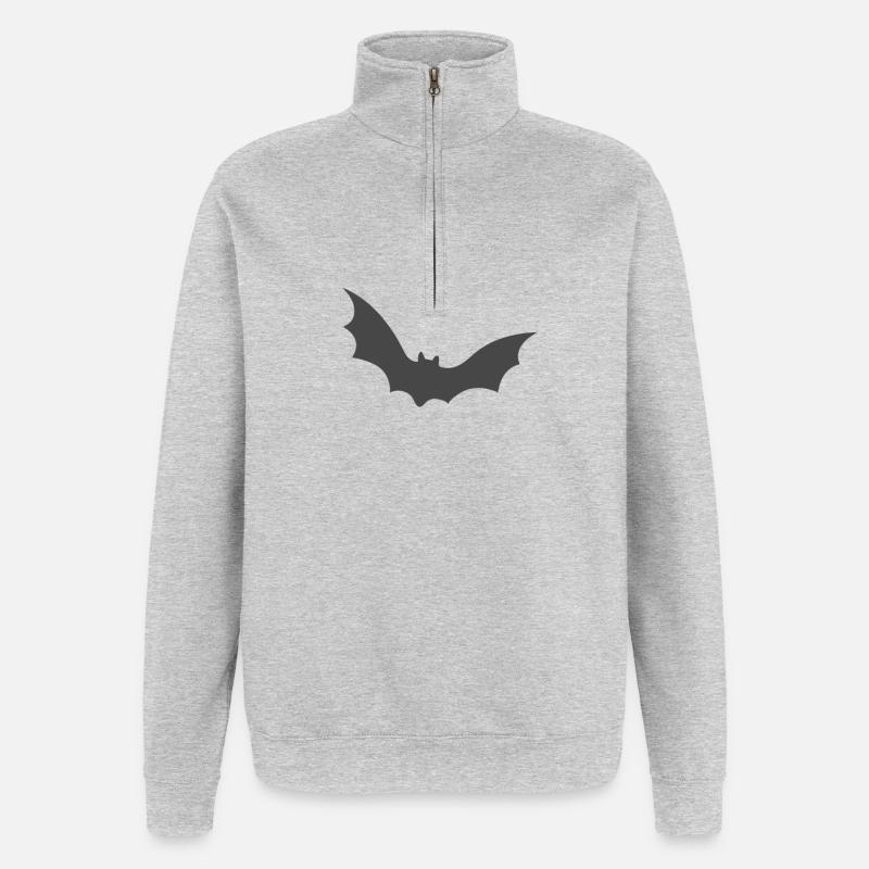 Fledermaus, Halloween, Robin, Grusel - Quarter-Zip-Sweatshirt - Grau meliert