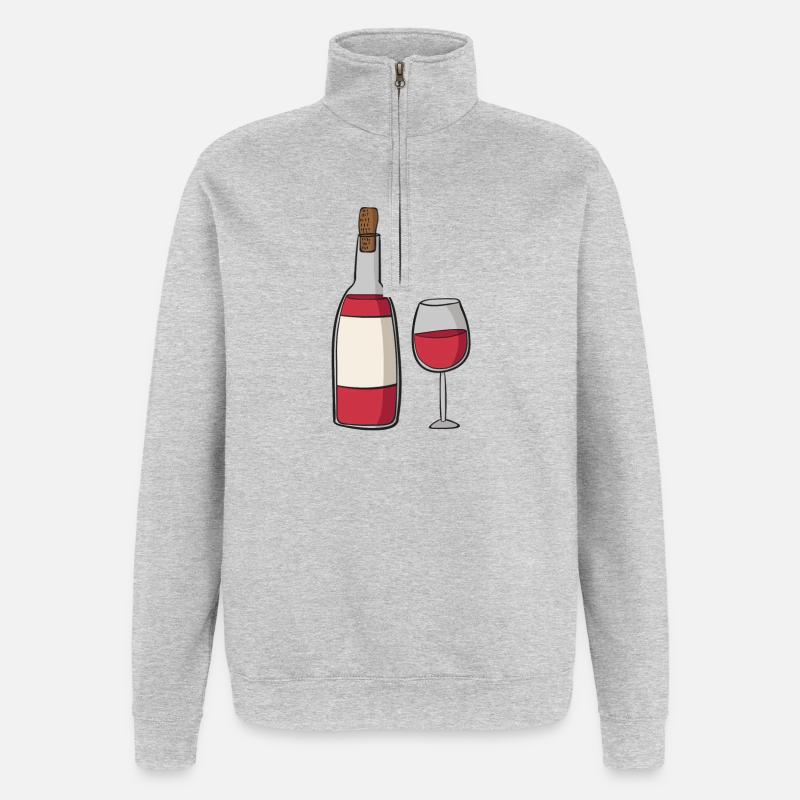 wine - Sweat à zip 1/4 - gris chiné