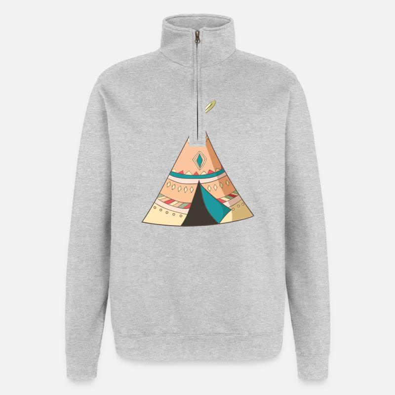Tipi - Quarter-Zip-Sweatshirt - Grau meliert