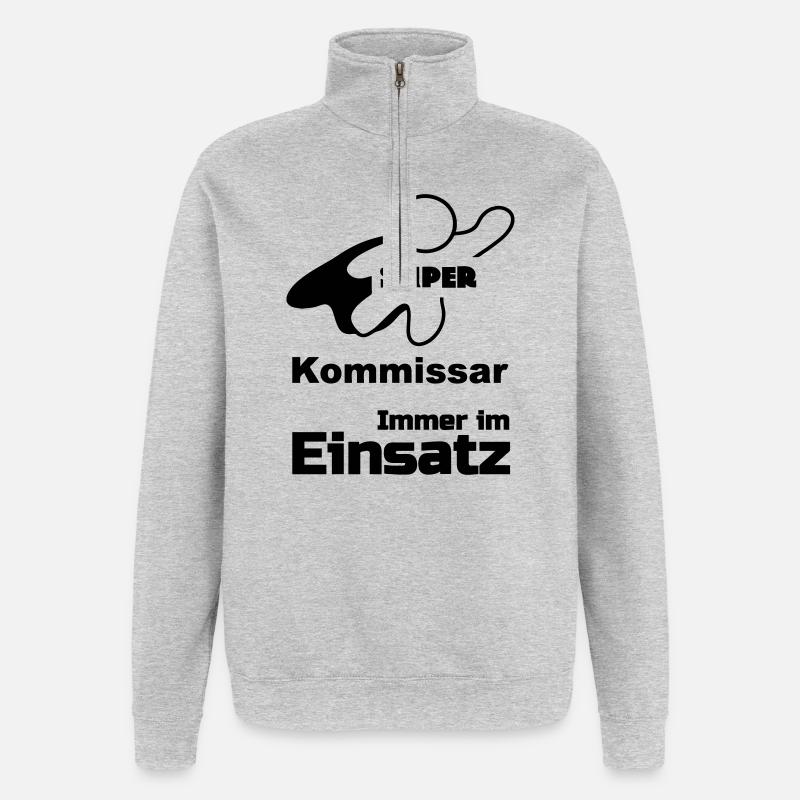 Super Kommissar Geschenk - Quarter-Zip-Sweatshirt - Grau meliert