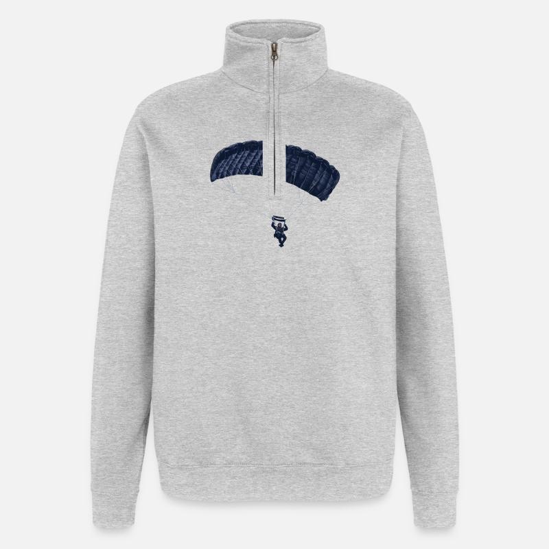 parachuting - Sweat à zip 1/4 - gris chiné