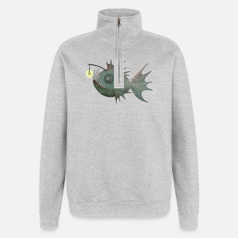 Anglerfisch - Quarter-Zip-Sweatshirt - Grau meliert