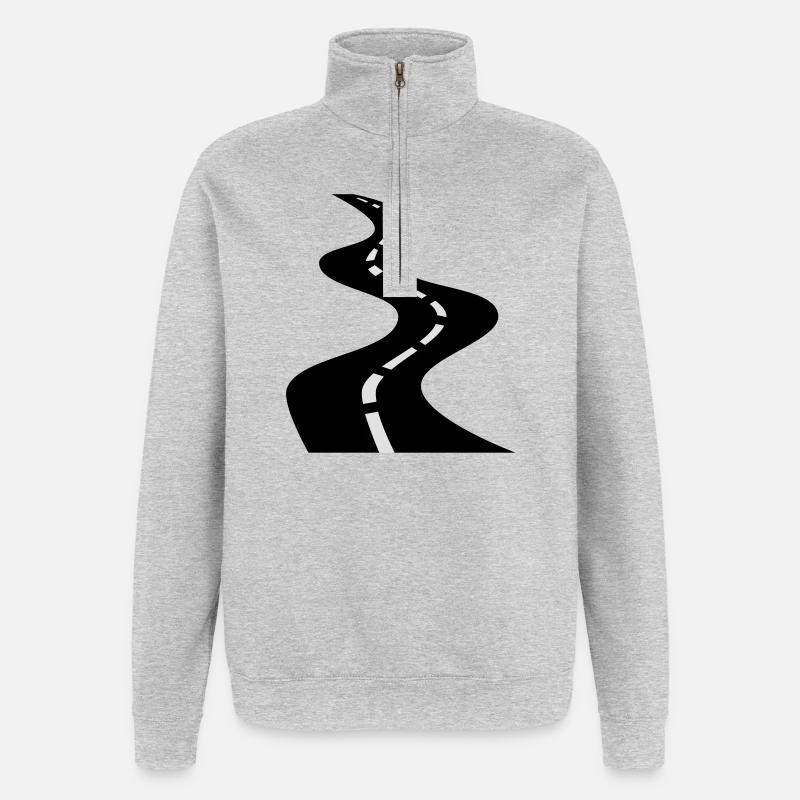 Route - Sweat à zip 1/4 - gris chiné
