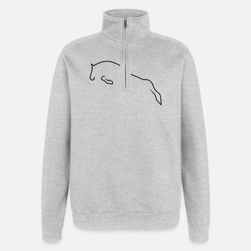 Cheval de saut - Sweat à zip 1/4 - gris chiné