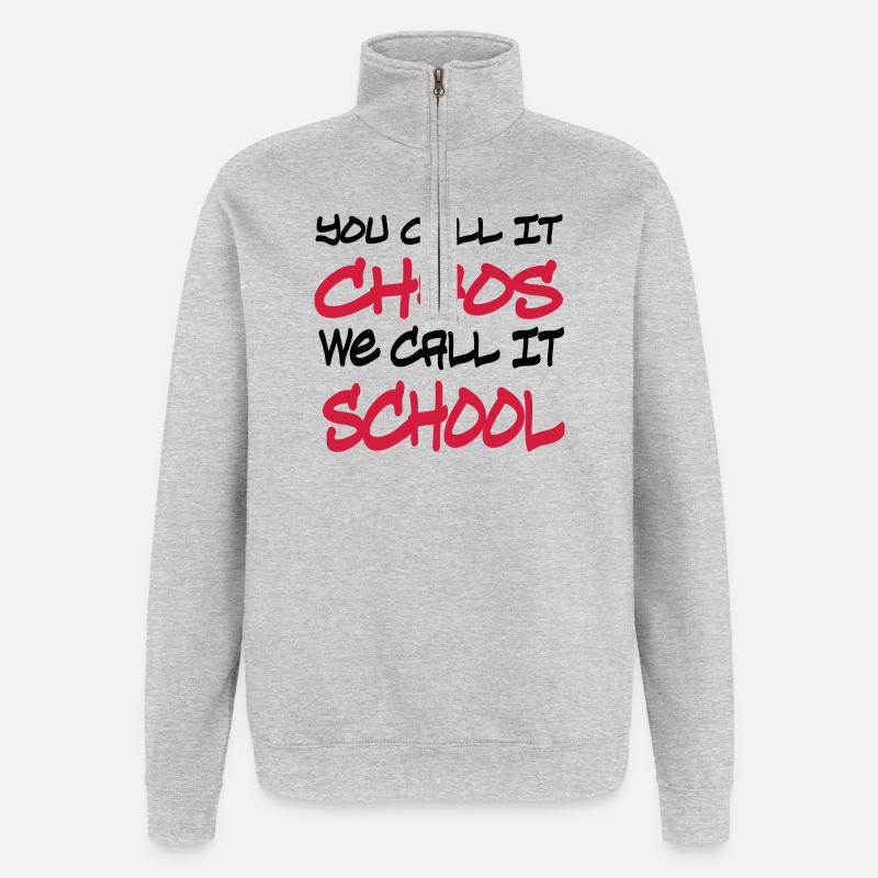 Schule - Quarter-Zip-Sweatshirt - Grau meliert
