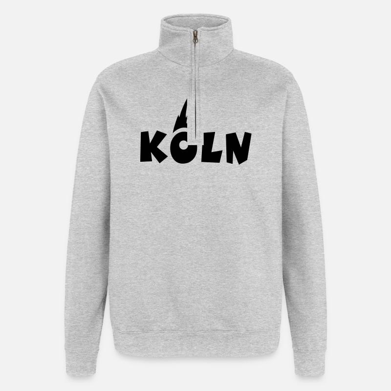 Köln mit Kölner Dom - Quarter-Zip-Sweatshirt - Grau meliert