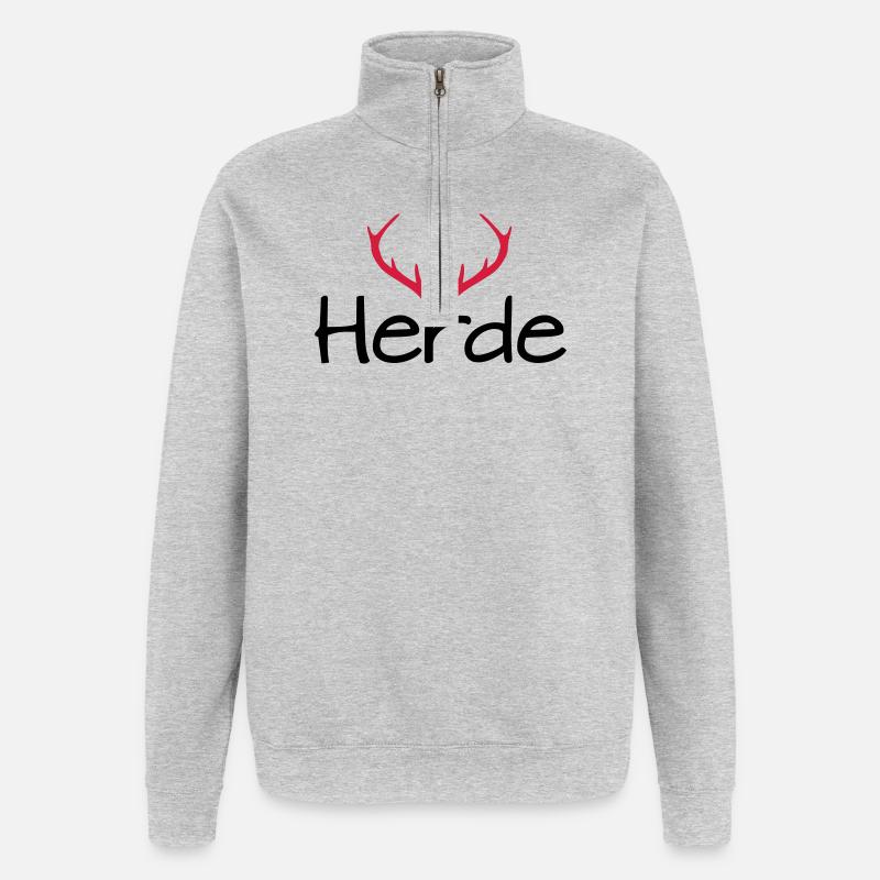 Herde Geweih Hirschgeweih - Quarter-Zip-Sweatshirt - Grau meliert