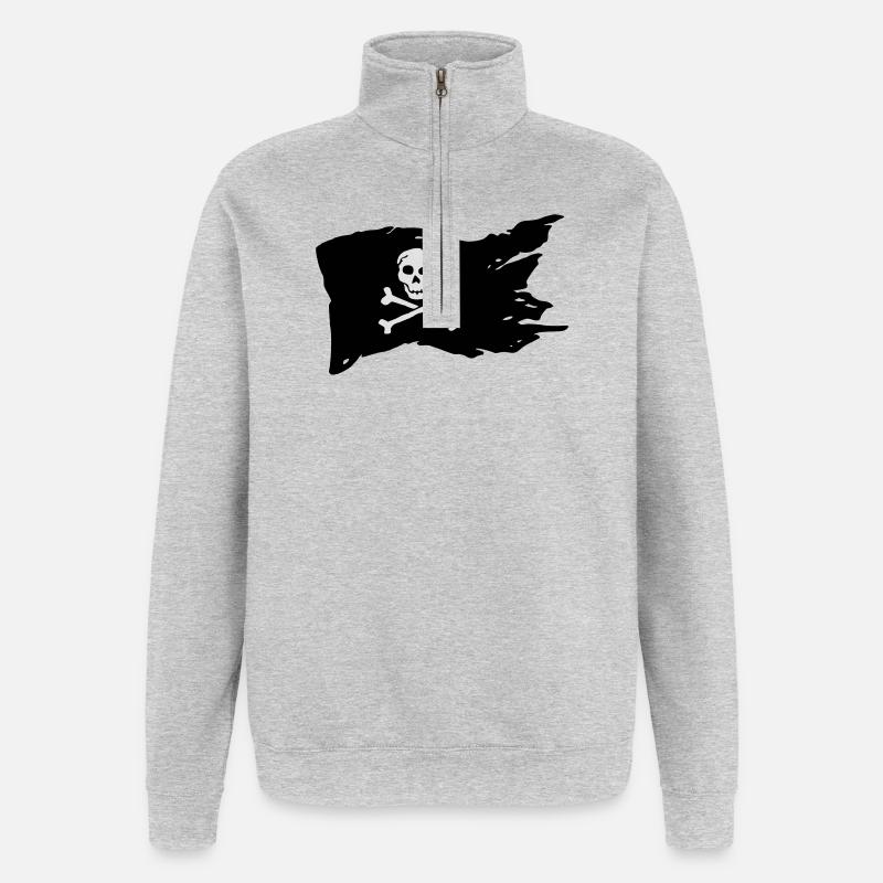Roger Jolly (couleur personnalisable!) - Sweat à zip 1/4 - gris chiné