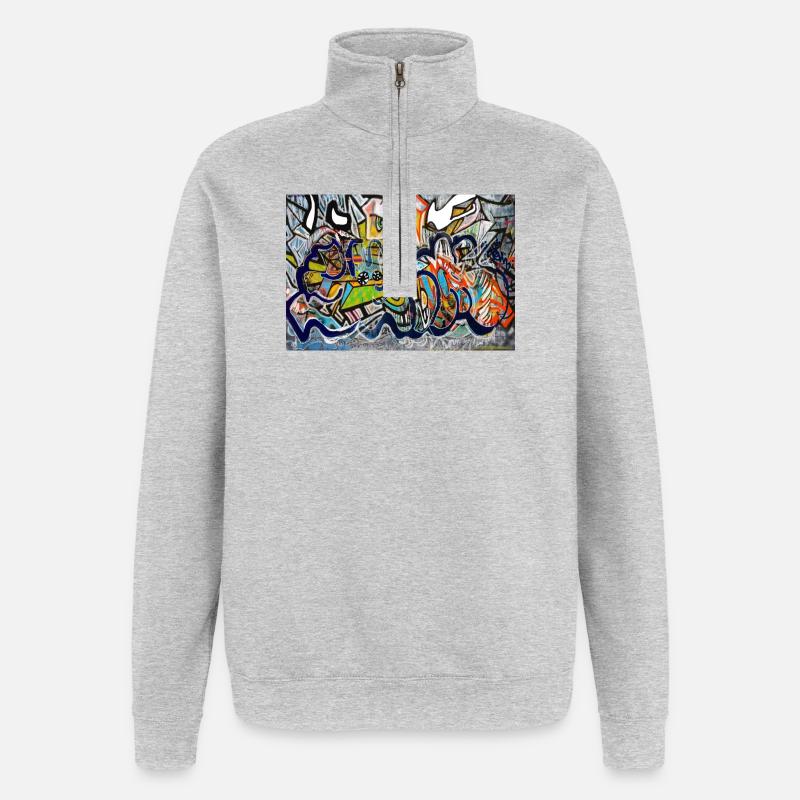 graffiti wall - Quarter-Zip Sweatshirt - heather grey