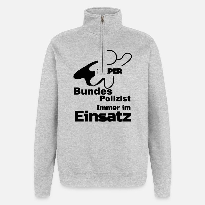 Super Bundespolizist Polizei, Sprüche, Geschenk - Quarter-Zip-Sweatshirt - Grau meliert