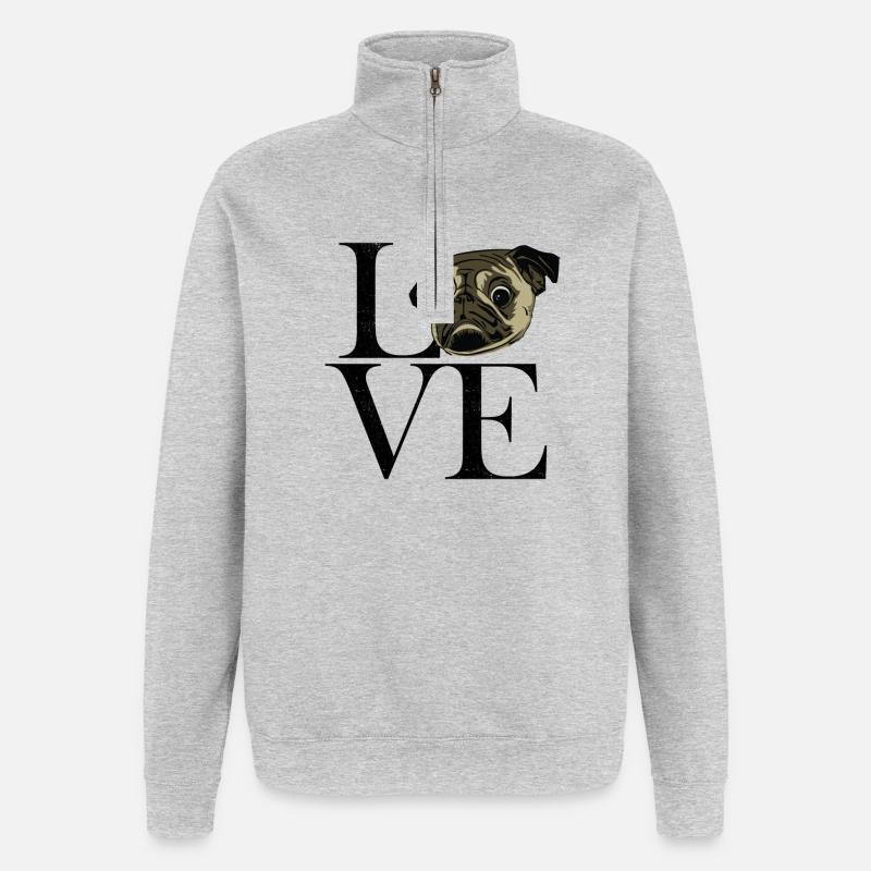 Mops black - Quarter-Zip-Sweatshirt - Grau meliert
