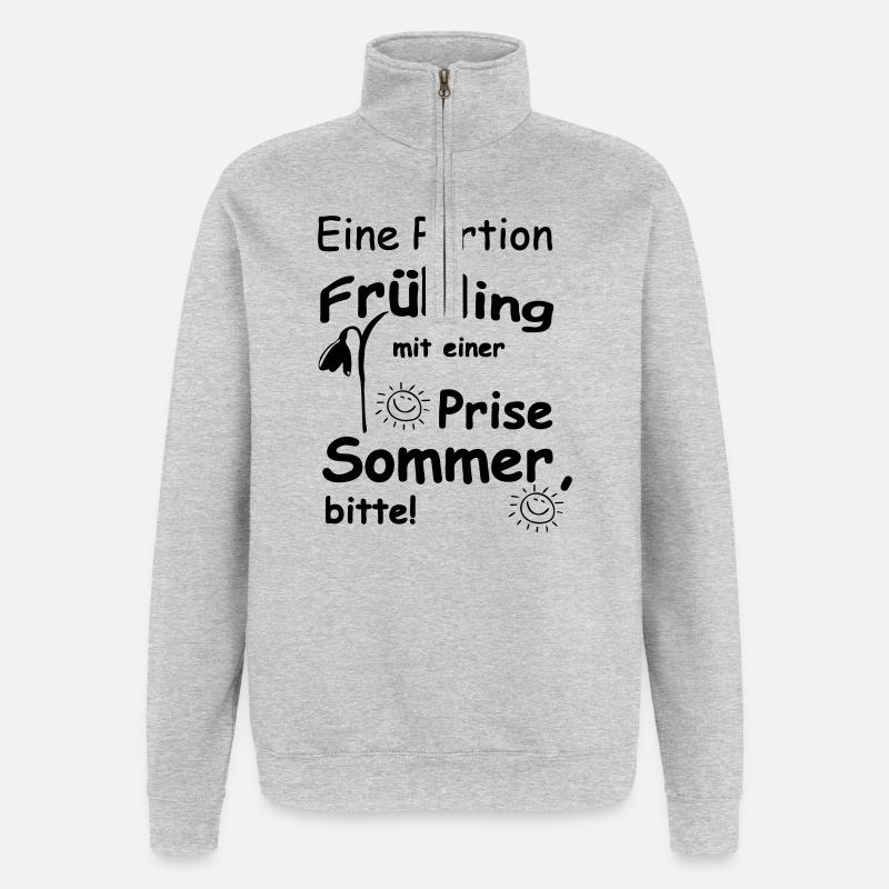 Frühling & Sommer Sprüche, Geschenk, Fun - Quarter-Zip-Sweatshirt - Grau meliert