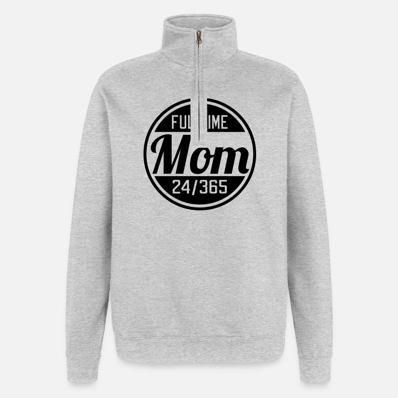 Fulltime Mom - Quarter-Zip-Sweatshirt - Grau meliert