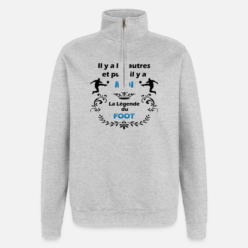 LA LEGENDE DU FOOT - Sweat à zip 1/4 - gris chiné