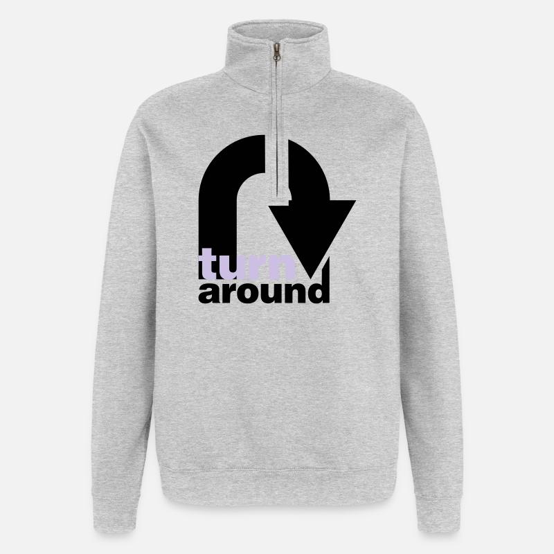 turn around | undrehen | arrow | pfeil - Sweat à zip 1/4 - gris chiné