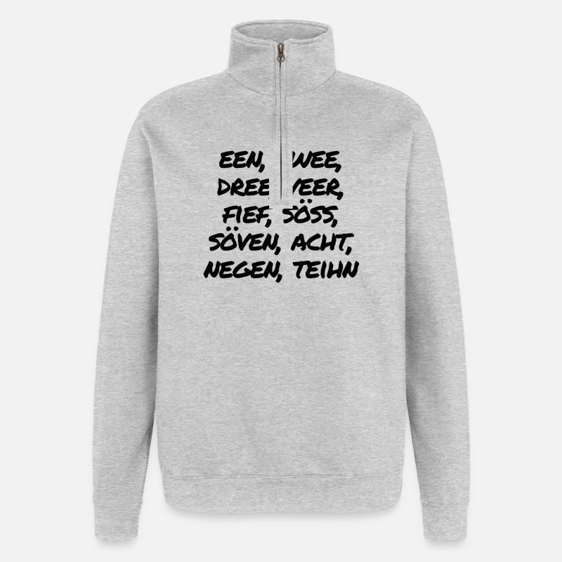 Zahlen - Quarter-Zip-Sweatshirt - Grau meliert