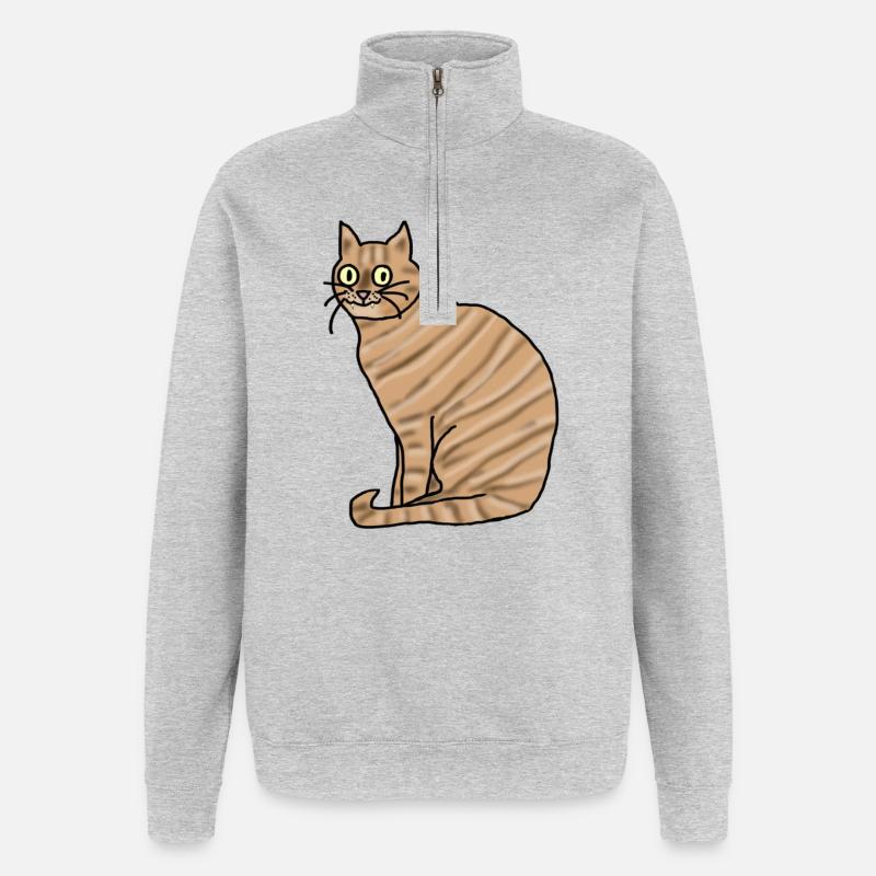 Cat - Sweat à zip 1/4 - gris chiné