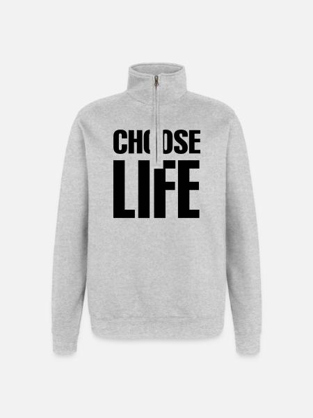 Choose life - Quarter-Zip-Sweatshirt - Grau meliert