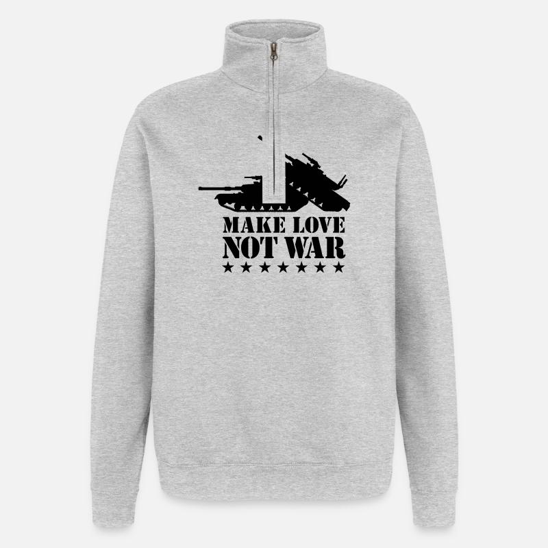 Make love not war 1Clr - Quarter-Zip Sweatshirt - heather grey