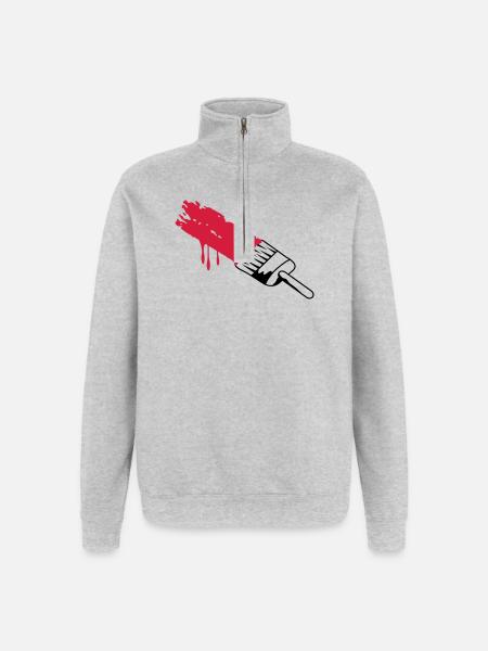 Pinsel mit Farbe - Quarter-Zip-Sweatshirt - Grau meliert