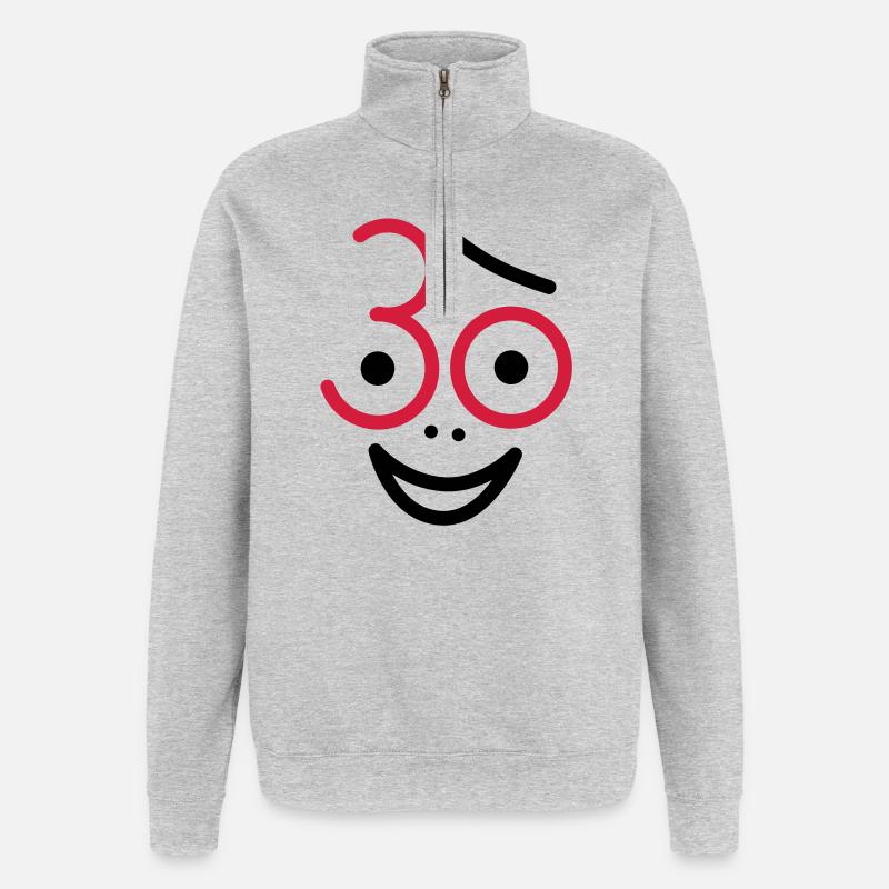 Juhu 30 Jahre ! - Quarter-Zip-Sweatshirt - Grau meliert