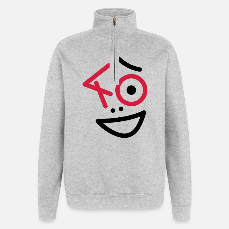 Wow, 40 ans! - Sweat à zip 1/4 - gris chiné