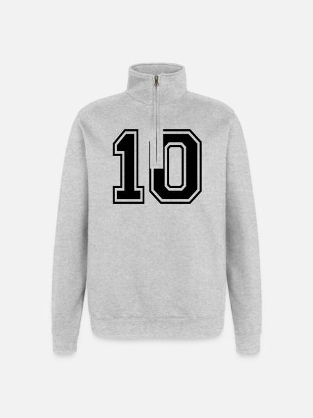 10 - Quarter-Zip-Sweatshirt - Grau meliert