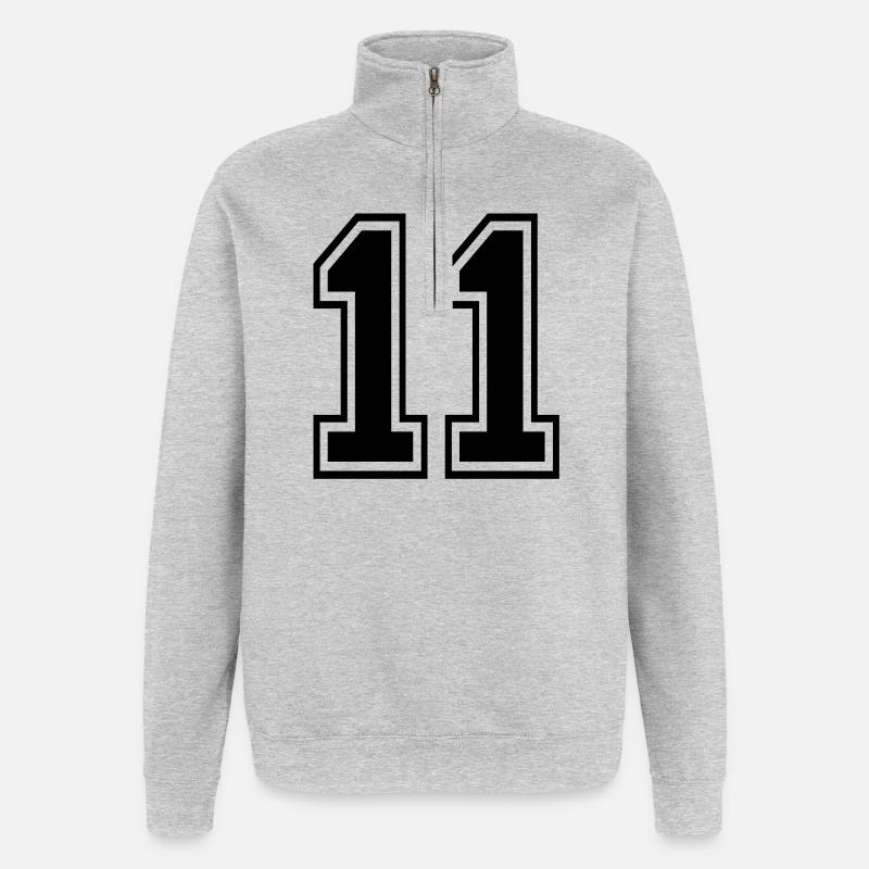 11 - Quarter-Zip-Sweatshirt - Grau meliert