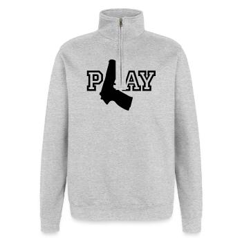 Play - Quarter-Zip-Sweatshirt - Grau meliert - Vorne - AI Model Female 172 light (172cm) & AI Model Male 178 dark (178cm)