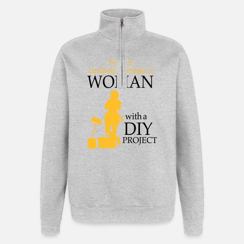 2541614 128189769 DIY - Sweat à zip 1/4 - gris chiné