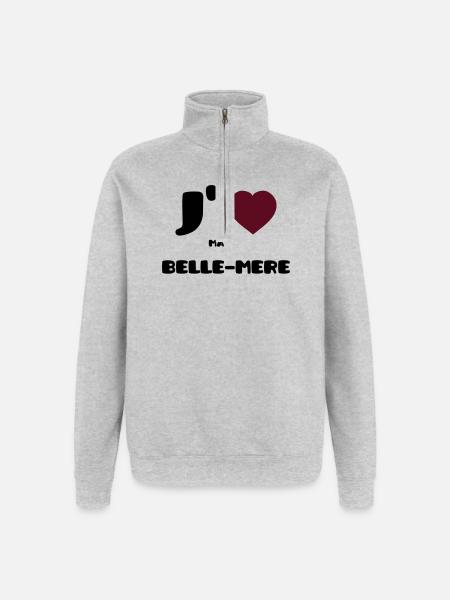 J'aime ma belle-mère (V) - Sweat à zip 1/4 - gris chiné