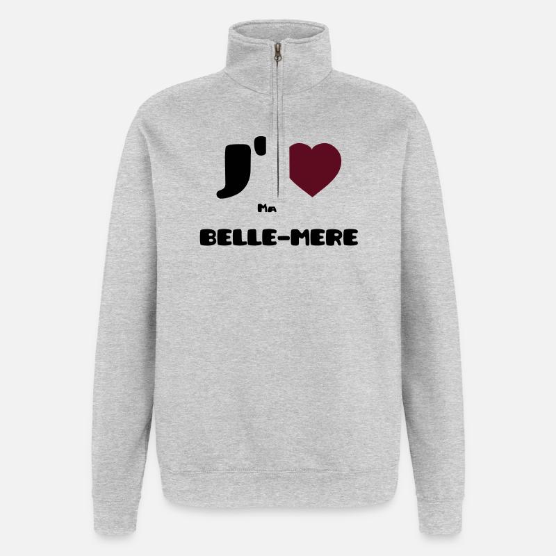 J'aime ma belle-mère (V) - Sweat à zip 1/4 - gris chiné