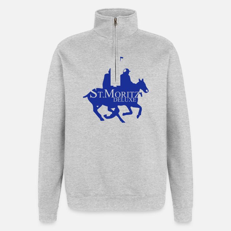 St-Moritz-Motiv 1 - Quarter-Zip-Sweatshirt - Grau meliert