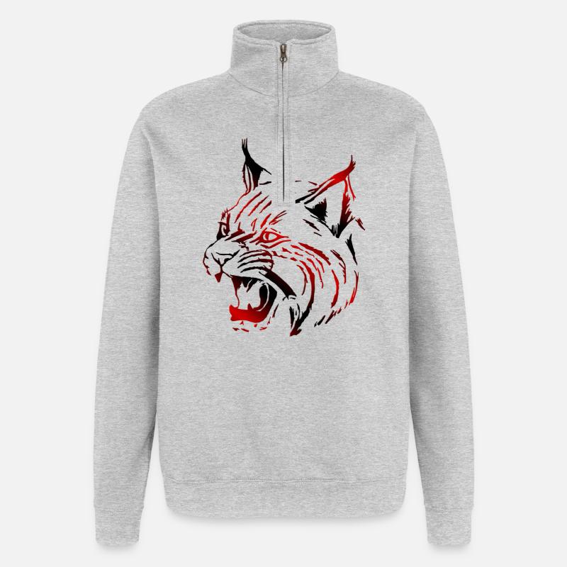 Luchs (03) - Quarter-Zip-Sweatshirt - Grau meliert