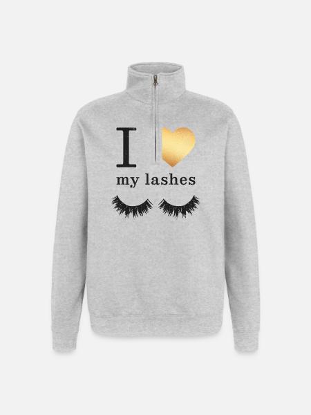 I love my Lashes - Quarter-Zip Sweatshirt - heather grey