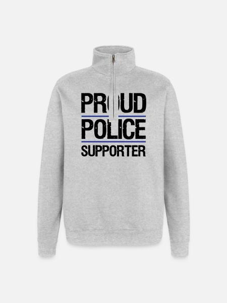 Proud Police Supporter - Quarter-Zip Sweatshirt - heather grey