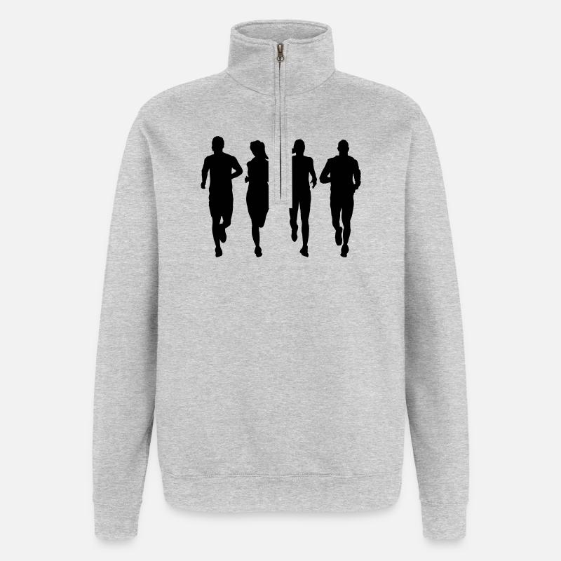 couple en cours d'exécution - Sweat à zip 1/4 - gris chiné