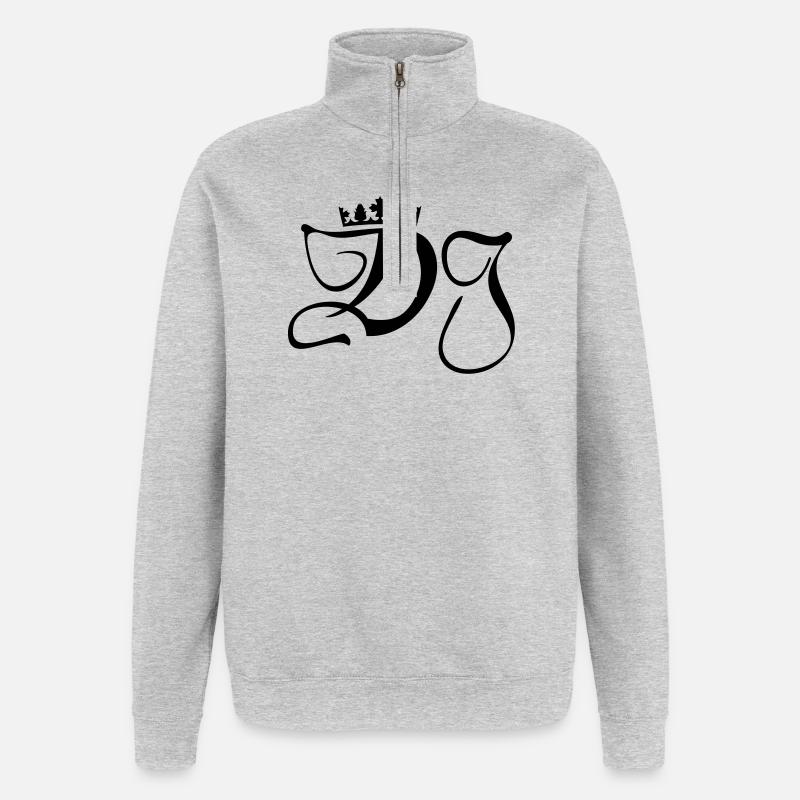DJ-disc-jockey -monogramme avec la couronne - Sweat à zip 1/4 - gris chiné