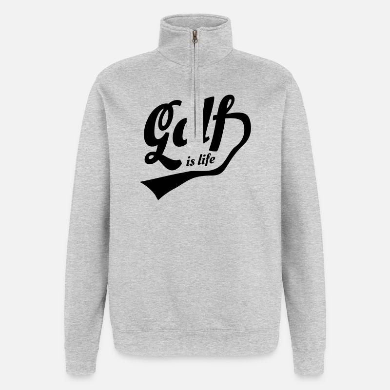 Welle ist Leben Retro-Design - Quarter-Zip-Sweatshirt - Grau meliert